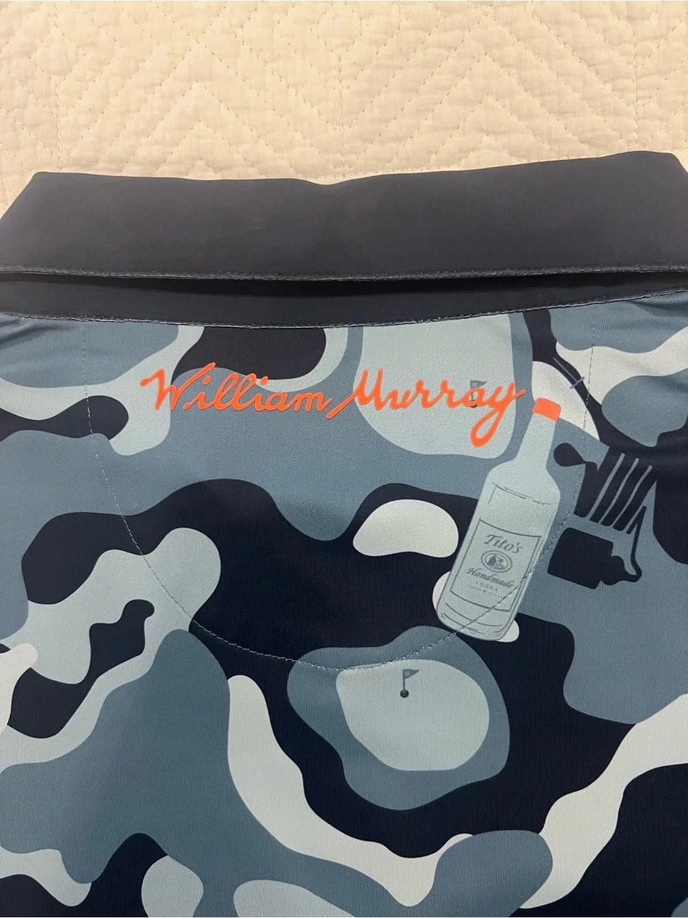 William Murray Golf Men’s 2XL Tito’s Vodka Blue Gray Camo Performance Golf Shirt - Picture 3 of 5